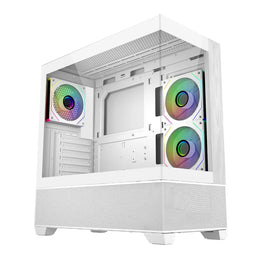 Cooler Master Elite 690 Wood ARGB Mid‑Tower Case with with Real Wood Front - White-tpstech.in
