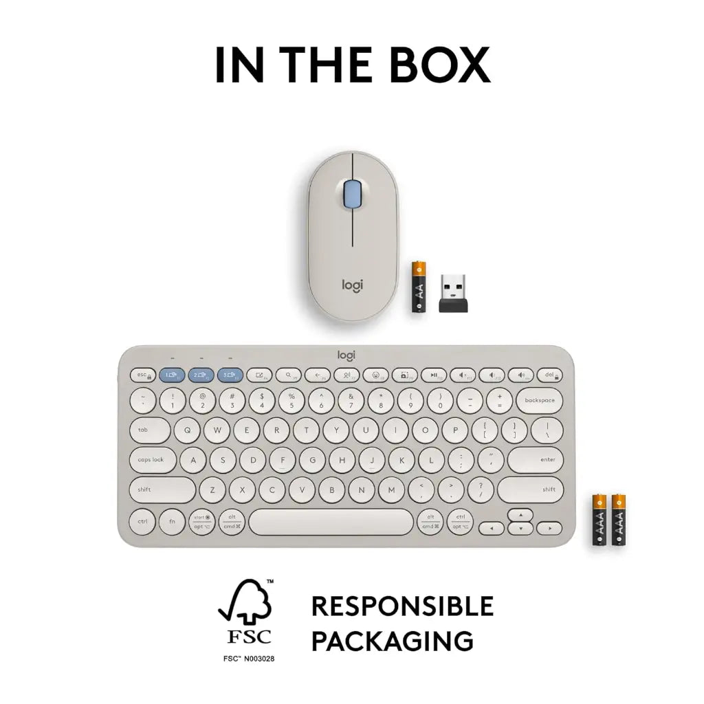 Logitech Pebble 2 Multi Device Wireless Keyboard & Mouse Combo - Tonal Sand