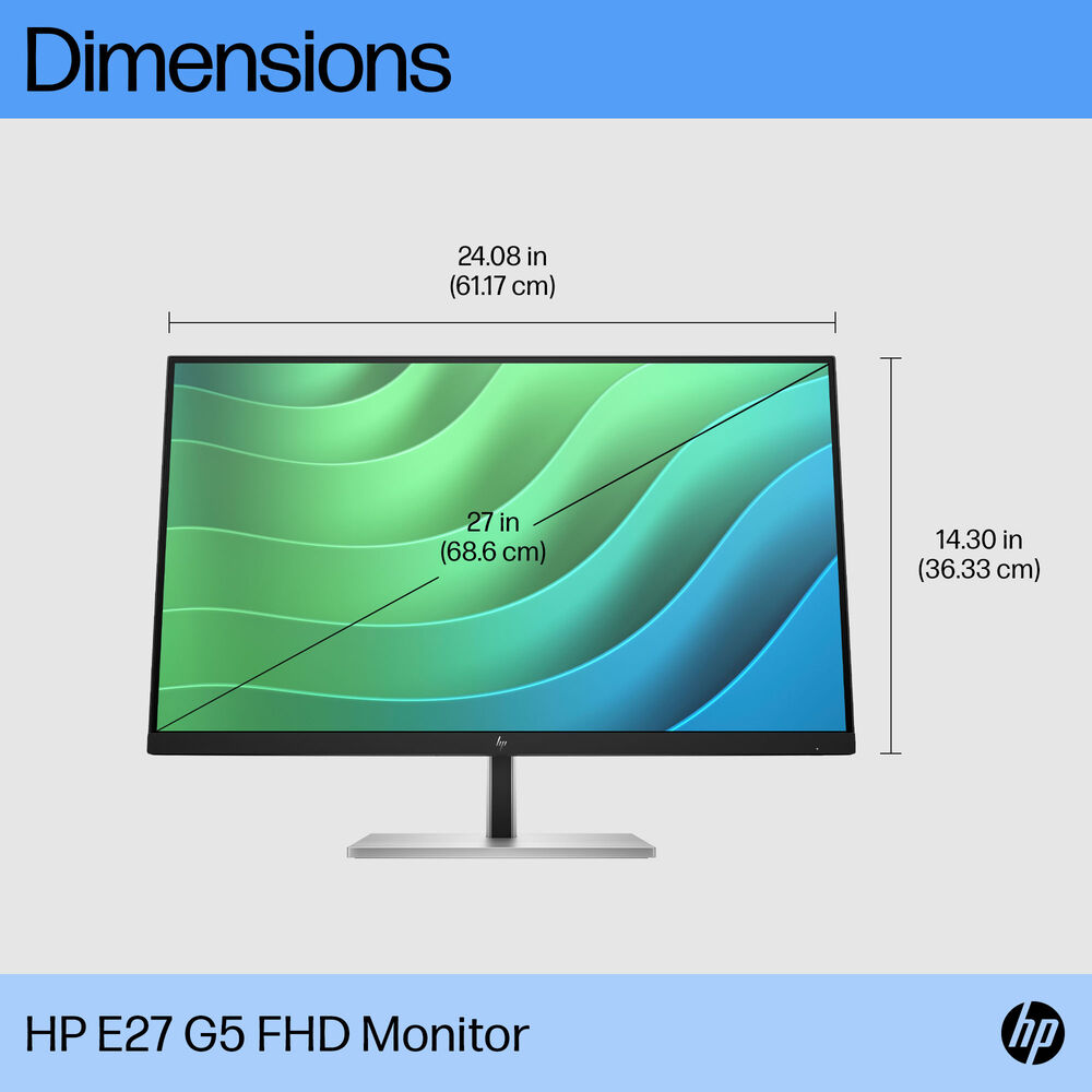 HP E27 G5 27" 75Hz 1080p FHD IPS Panel 99% sRGB Anti Glare Eye Ease Monitor