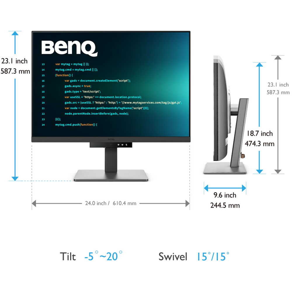 BenQ RD280U 28” 2560p 4K UHD Programming Monitor with MoonHalo Backlight and Built-in Speaker