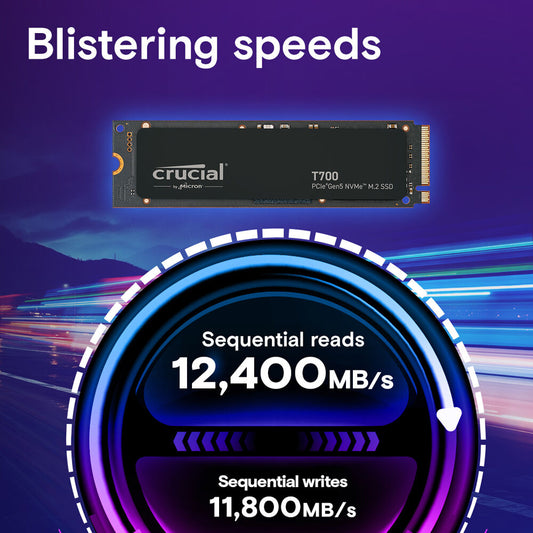 Crucial T700 1TB PCIe Gen5 NVMe M.2 Internal Solid State Drive