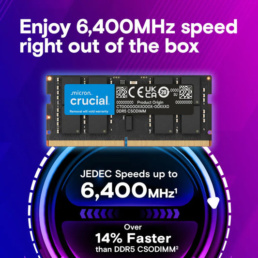 Crucial 16GB DDR5 RAM 6400MHz CL52 262 Pin CSODIMM Laptop Memory-tpstech.in