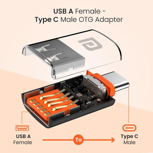 Portronics POR 2789 Bridge Y USB A to Type C OTG Adapter Fast Charging-tpstech.in