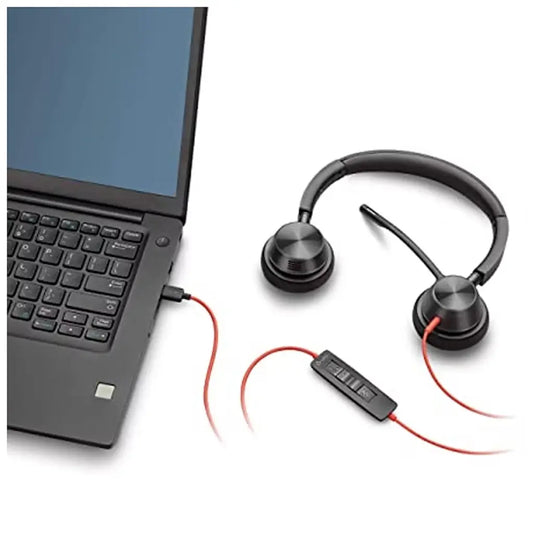 Poly Blackwire 3320‑M USB‑A Wired On‑Ear Stereo Headset with Noise‑Cancelling Mic-tpstech.in