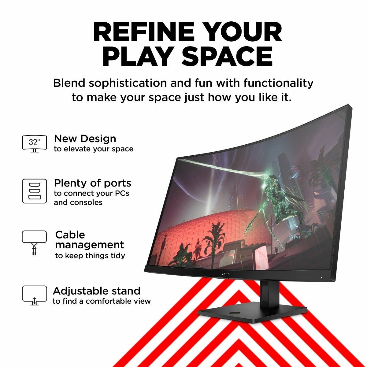 HP OMEN 32C 780K7AA 32" QHD 165Hz 1ms Curved Gaming Monitor