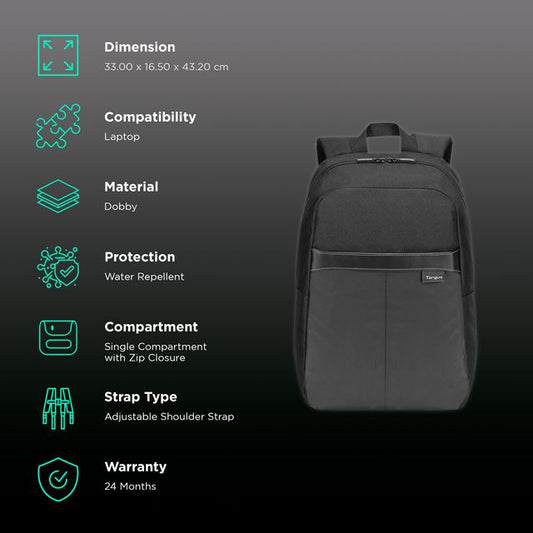 Targus TSB883 15.6" Safire Dobby Water Resistant Laptop Backpack - Black