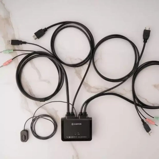 Cadyce CA-HDK200 2-Port HDMI USB KVM Switch with 4K UHD Support Audio/Mic Combo-tpstech.in