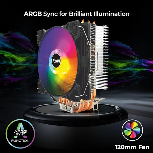 Foxin FCF 005 120mm RGB CPU Cooler with 6 Copper Heat Pipes-tpstech.in