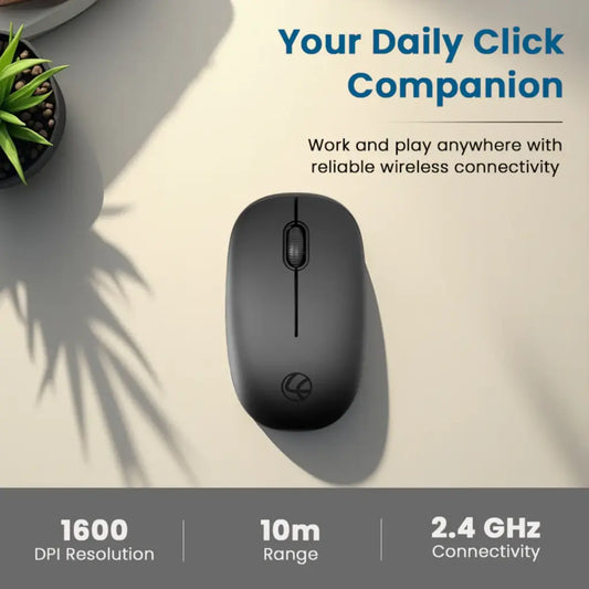 Lapcare Safari III LWM-003 Wireless Optical Mouse 1600 DPI 2.4GHz Ergonomic-Black-tpstech.in