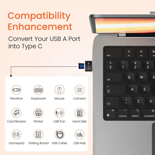 Portronics POR 2788 Type C to USB A Converter Fast Charging Data Sync OTG Adapter-tpstech.in