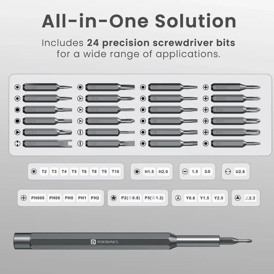 Portronics POR 2975 Bit Box 24 in 1 Magnetic Screwdriver Kit-tpstech.in