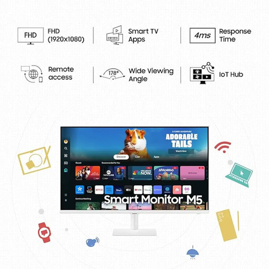 Samsung 32" 60 Hz M5 FHD Smart Monitor with Smart TV experience Built‑in Speakers-tpstech.in