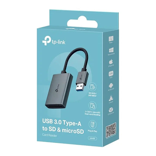 TP-Link UA430 USB 3.0 Type-A to SD & microSD Card Reader Dual Slot 5Gbps Transfer Speed-tpstech.in