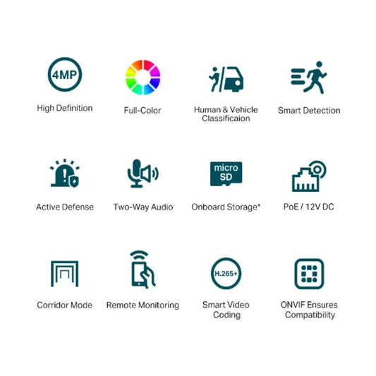 TP-Link VIGI C440 4MP Full-Color Turret Network Camera H.265+ AI Detection-tpstech.in