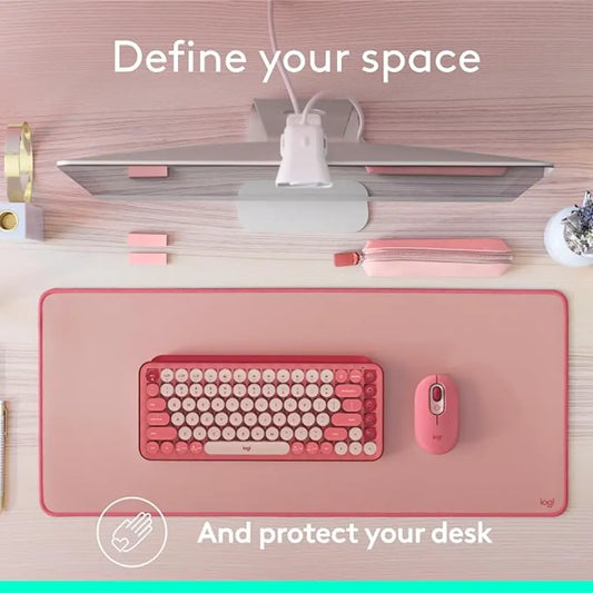 Logitech Desk Mat Studio Series Spill Resistant Anti Slip Soft Fabric Surface - Dark Rose