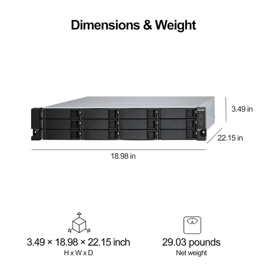 QNAP TL-R1200S-RP 12-Bay 2U Rackmount SATA 6Gb/s JBOD Storage Enclosure