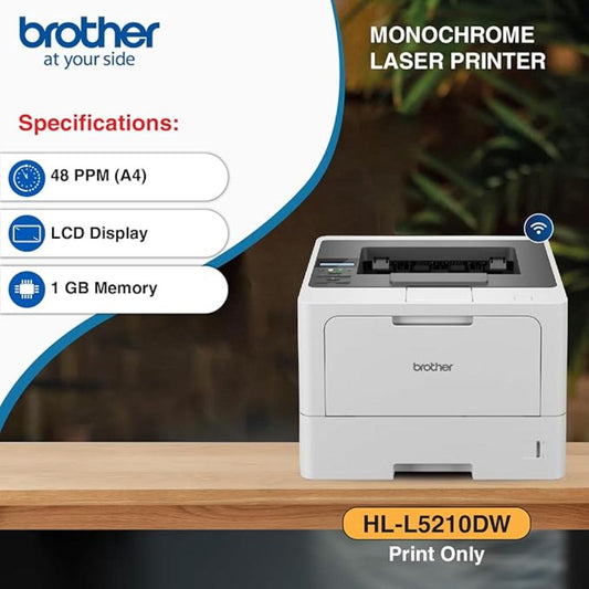Brother HL-L5210DW Wireless Monochrome Laser Printer with Auto Duplex Printing