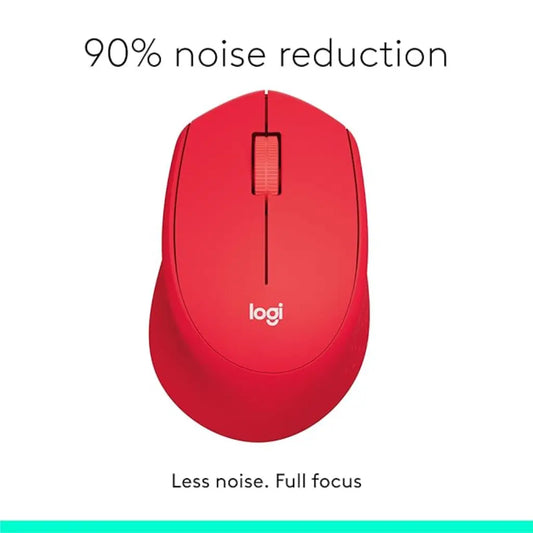 Logitech M331 Silent Plus 2.4GHz Wireless Mouse with USB Nano Reciever - Red