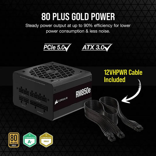 Corsair RMe Series RM850e 850W 80 Plus Gold Fully Modular Low Noise ATX Power Supply