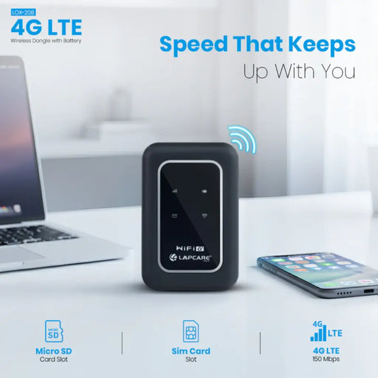 Lapcare 4G LTE WiFi Dongle LOIOMD9947 3000mAh Battery Dual Band Hotspot Up to 150Mbps-tpstech.in