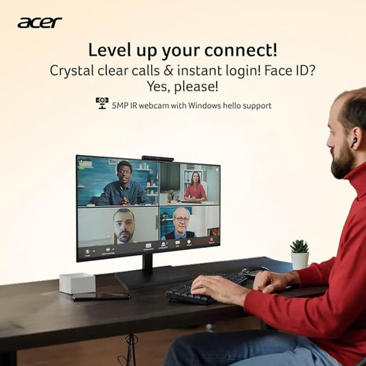 Acer B247Y D6 23.8" Full HD IPS Monitor with 5MP IR Adjustable Webcam