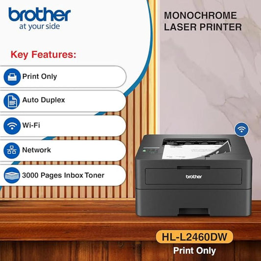 Brother HL-L2460DW Monochrome Laser Printer with Wireless & Duplex Printing 34 PPM