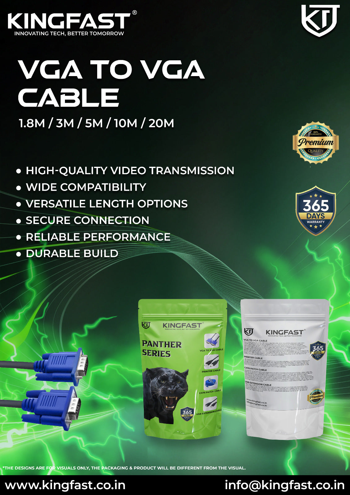 Kingfast VGA Cable 1.5 Meter High Quality Video Transmission