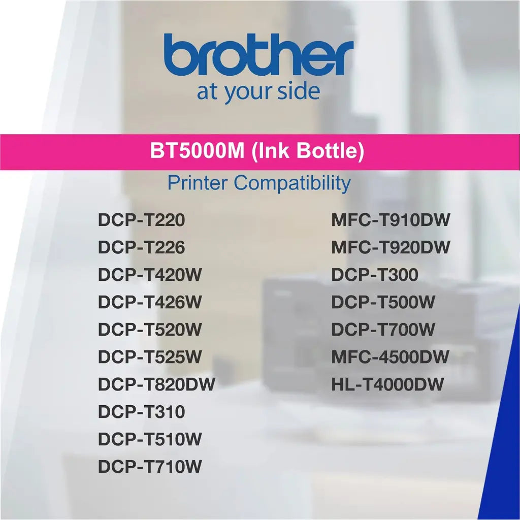 Brother BT5000M Magenta Original Ink Bottle High‑Yield 5000 Pages Compatible with Brother InkTank Printers-tpstech.in