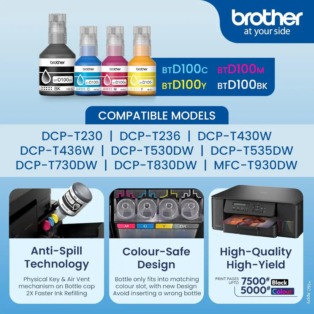 Brother BTD100M Magenta High Yield Ink Bottle 5000 Pages-tpstech.in