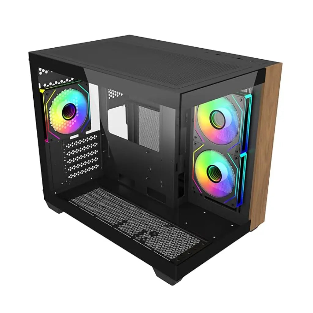 Cooler Master Elite 481 Wood mATX Dual‑Chamber PC Case with Natural Wood Front Panel-tpstech.in