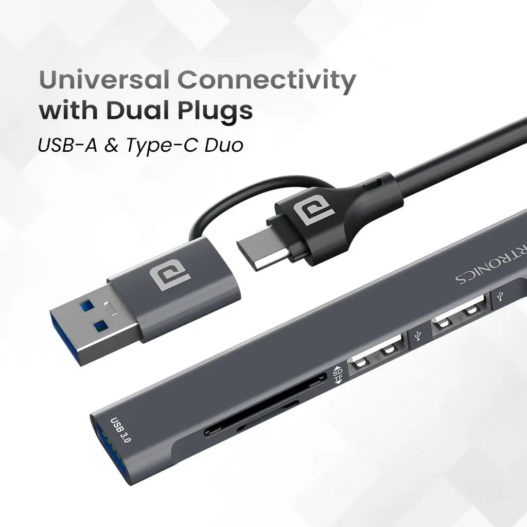 Portronics Mport 31 Plus USB 3.0 Hub (5-in-1) with USB & Type-C