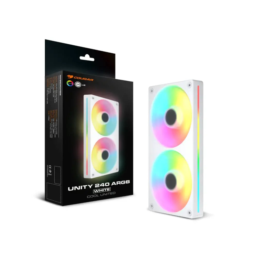 Cougar Unity240 RW ARGB 240mm Reverse Blade Single Frame PWM Case Fan - White-tpstech.in