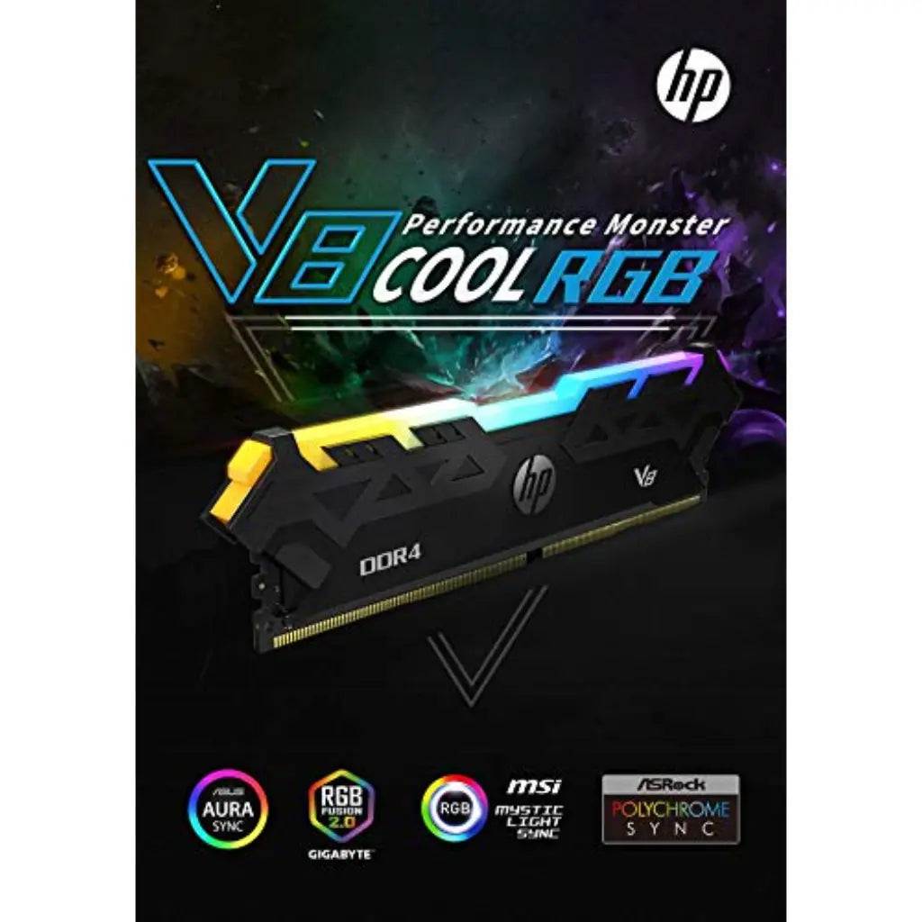 HP V8 8GB RGB DDR4 RAM 3600MHz CL18 Gaming Desktop Memory-tpstech.in