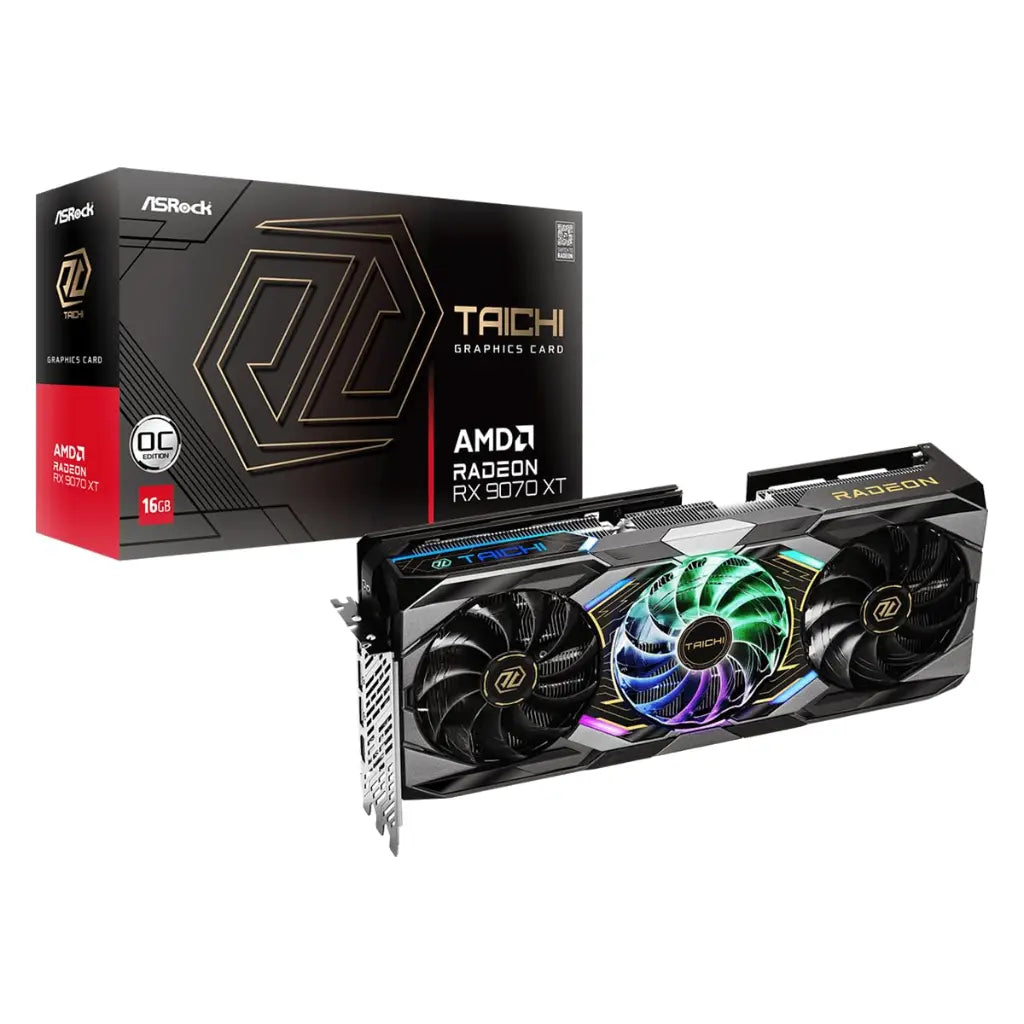 ASRock RX9070XT TC 16GO Radeon RX 9070 XT Taichi 16GB GDDR6 Graphics Card-tpstech.in