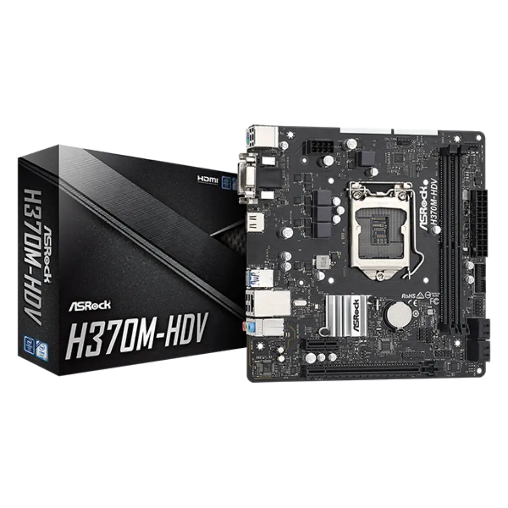 ASRock H370M‑HDV Intel H370 LGA1151 DDR4 Micro ATX Motherboard-tpstech.in