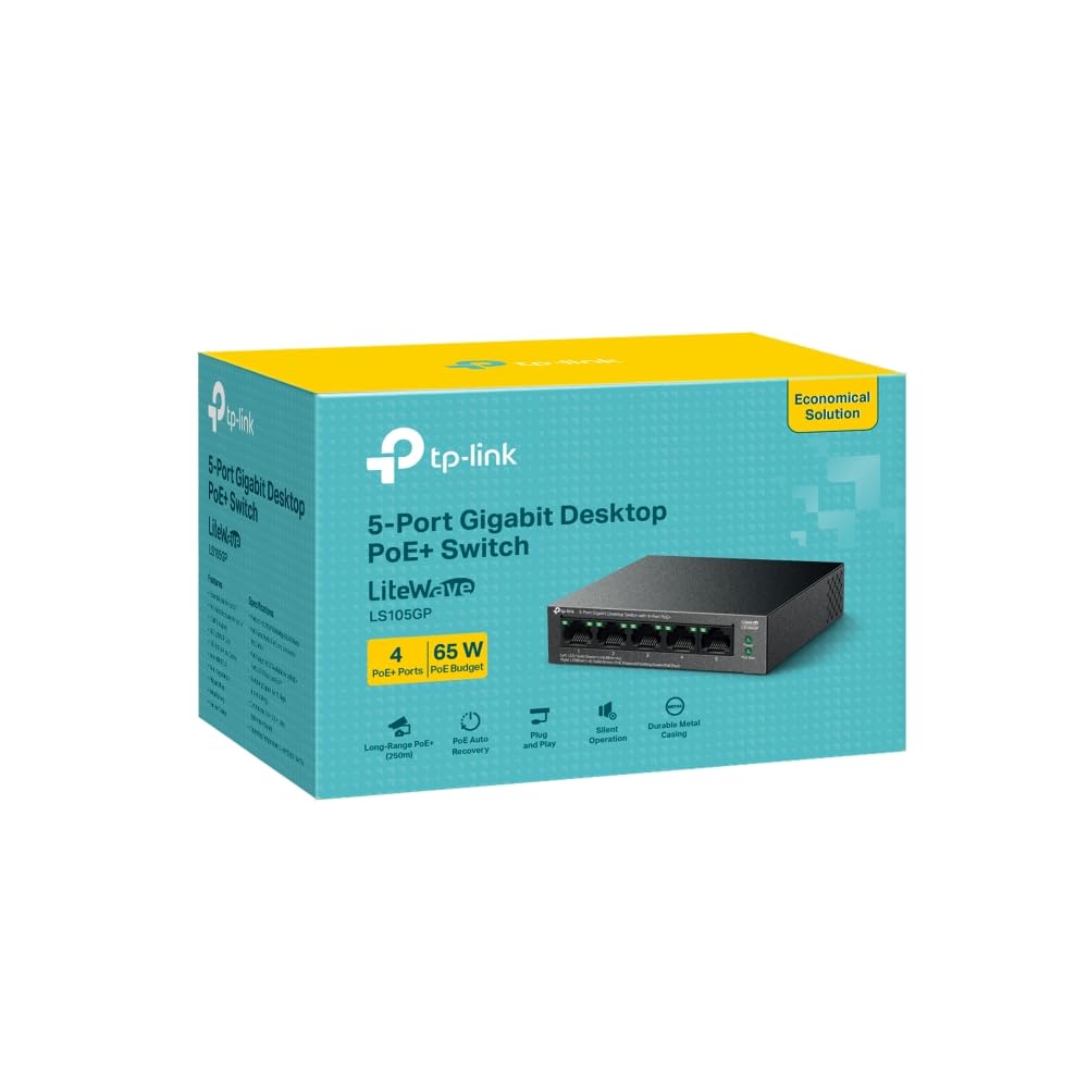 TP-Link LS105GP 5-Port Gigabit Desktop Ethernet Switch with 4-Port PoE+