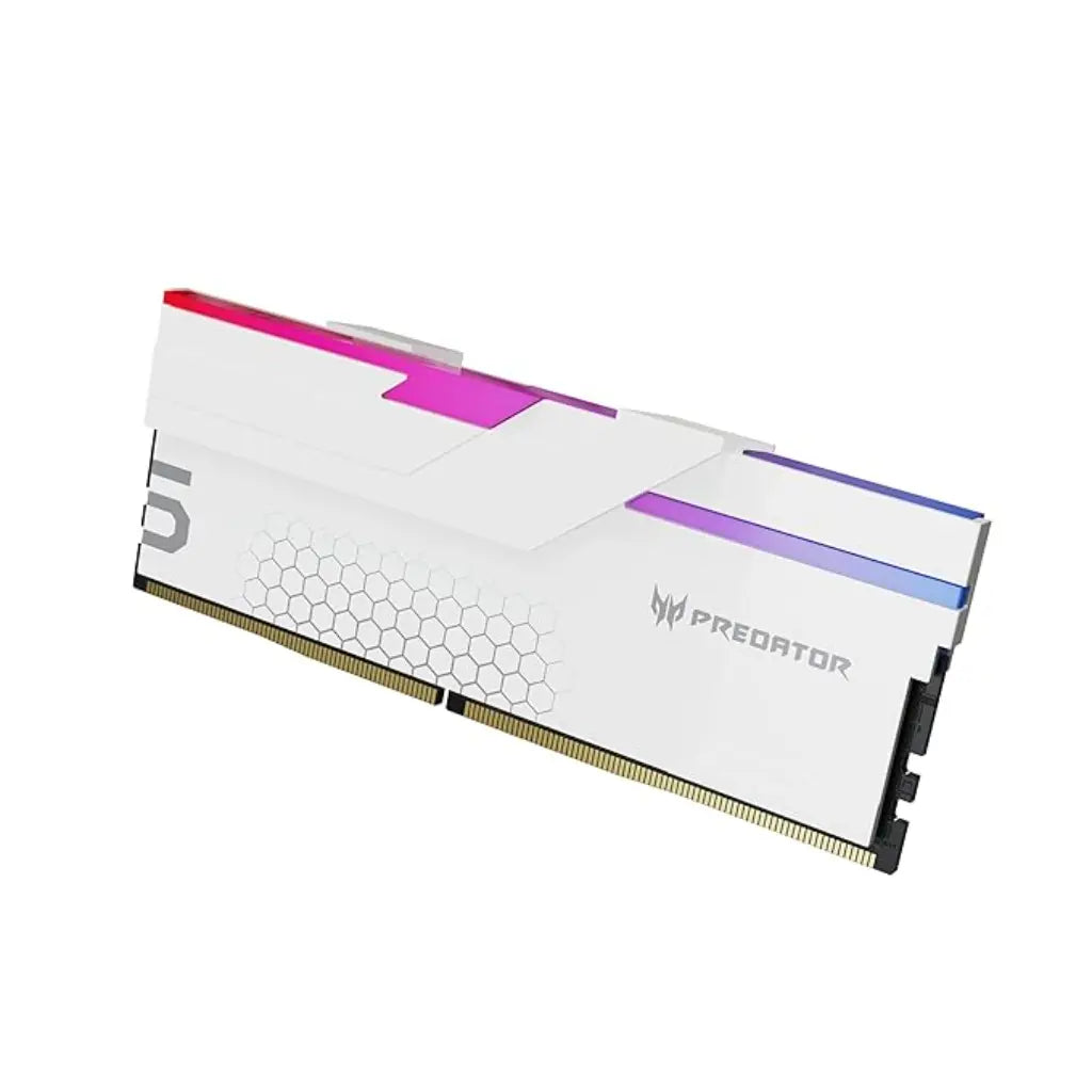 Acer Predator Hermes RGB 48GB (24GBx2) DDR5 RAM 7200MHz CL36 288-Pin Desktop Memory - White-tpstech.in
