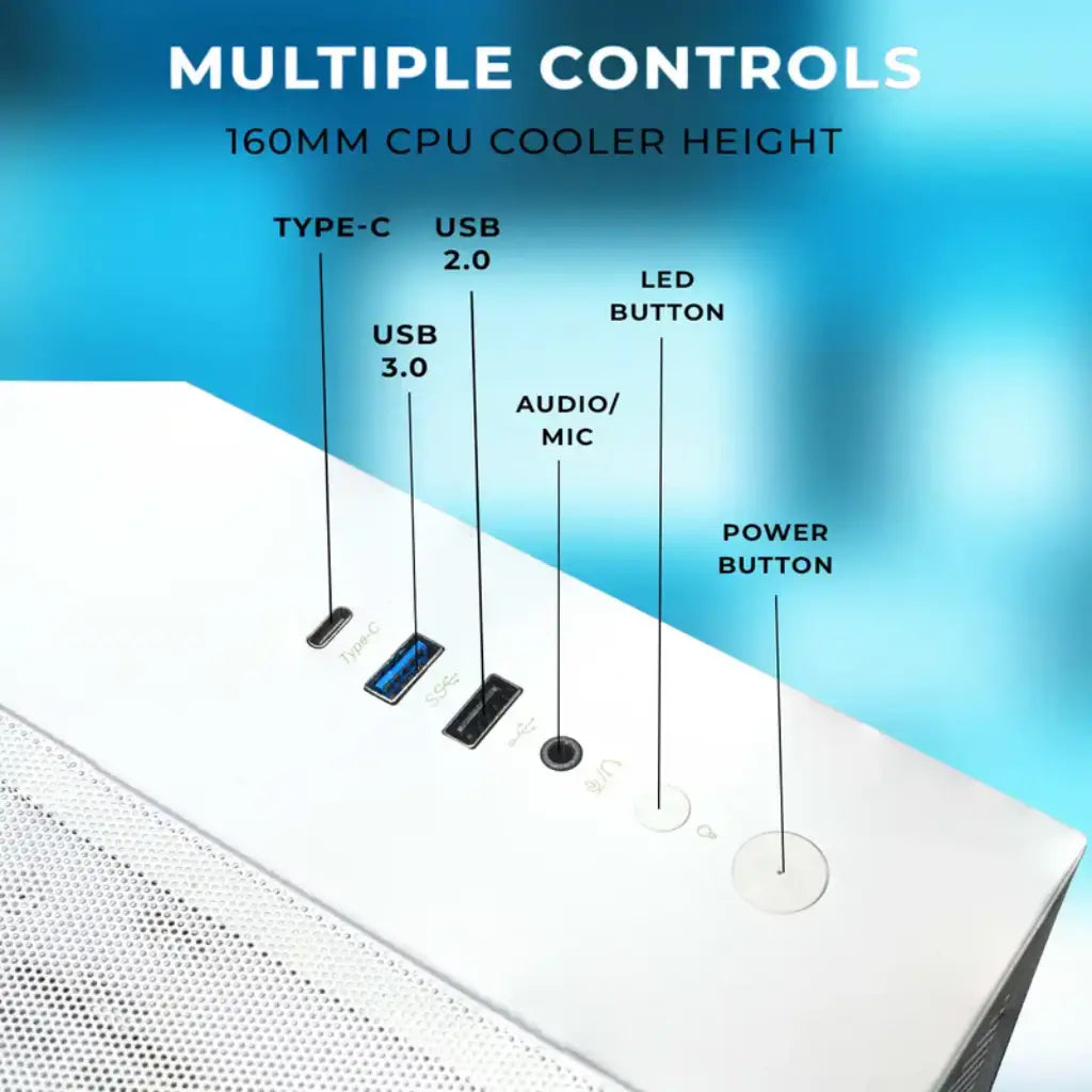 Lapcare Champ LGT-402 Tempered Glass ATX Gaming Computer Case without SMPS Champ - White-tpstech.in