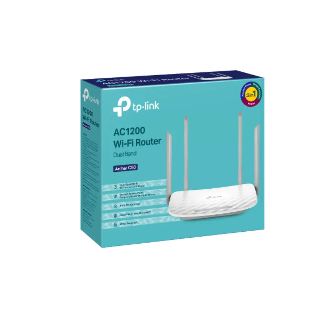 TP-Link Archer C50 V6.20 AC1200 Dual Band Wi-Fi Router with 4 External Antennas