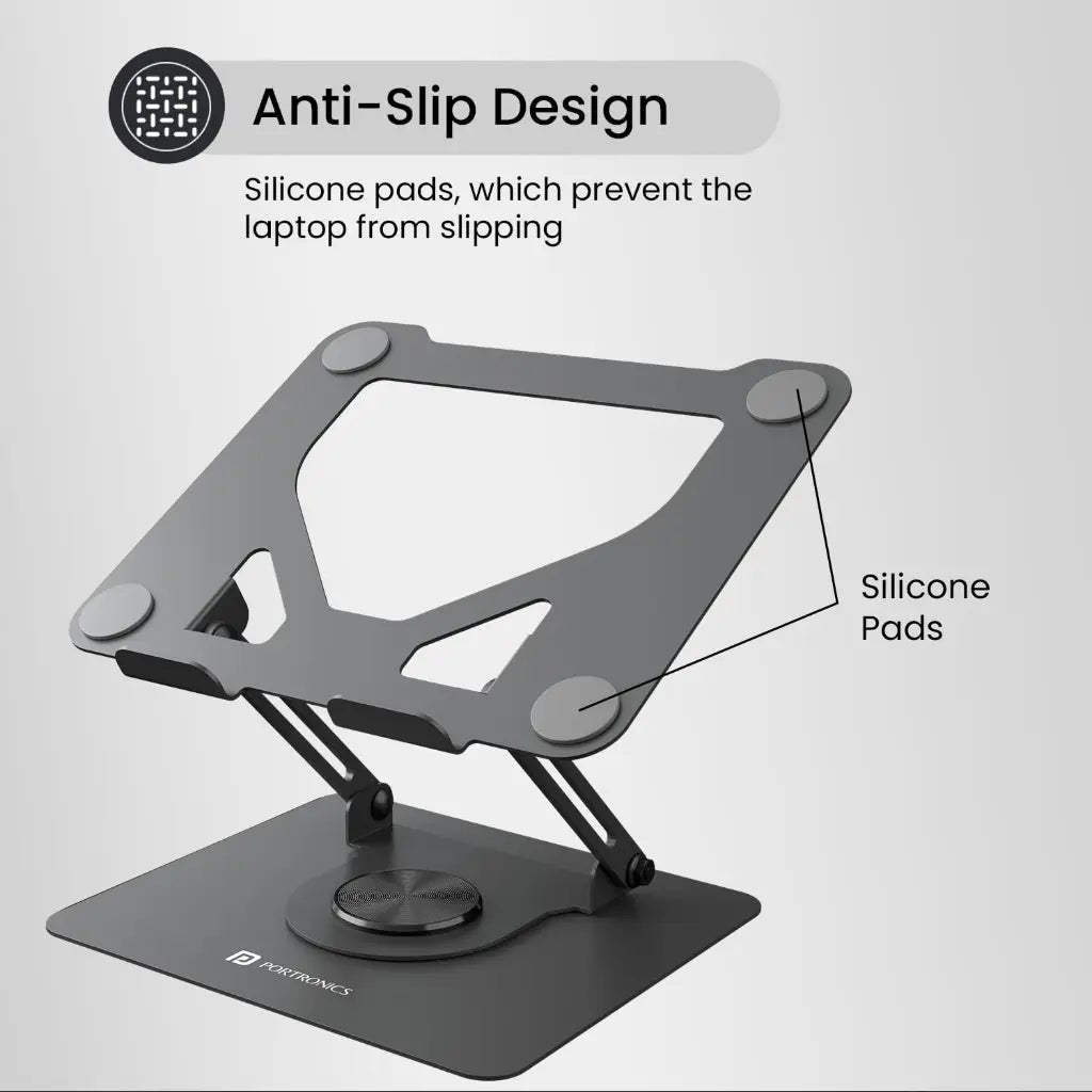 Portronics My Buddy K11 POR 2202 Foldable Laptop Stand with 360 Rotation-tpstech.in