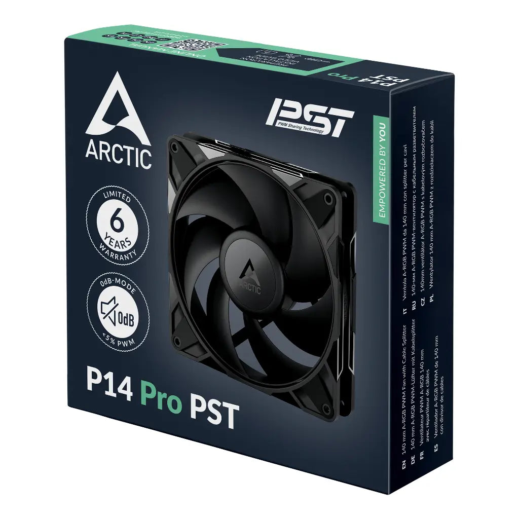 ARCTIC P14 Pro PST 140mm PWM Cabinet Fan - Black-tpstech.in