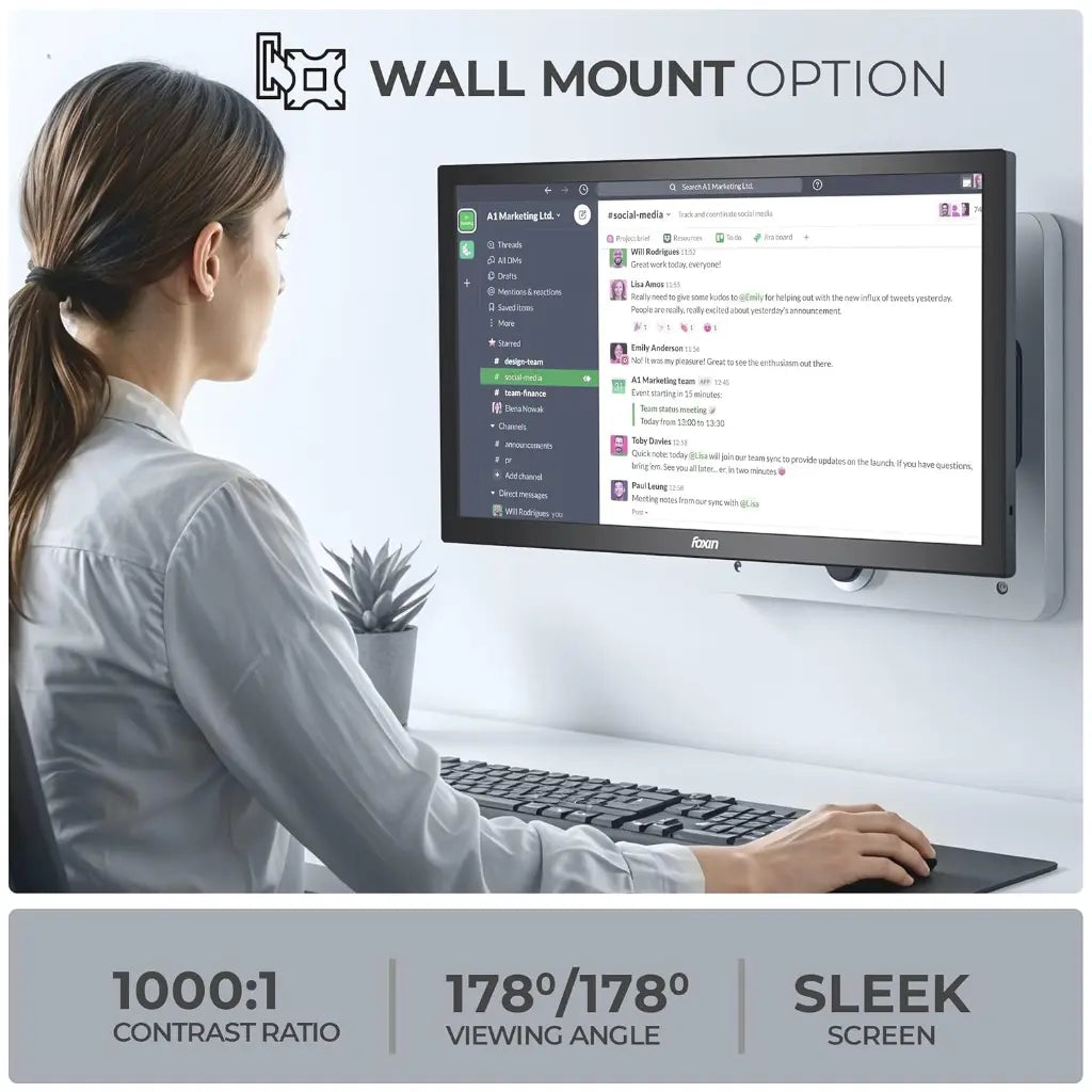 Foxin Crystal 19.5" 60Hz 5ms Wall‑Mountable HD LED Monitor HDMI & VGA-tpstech.in