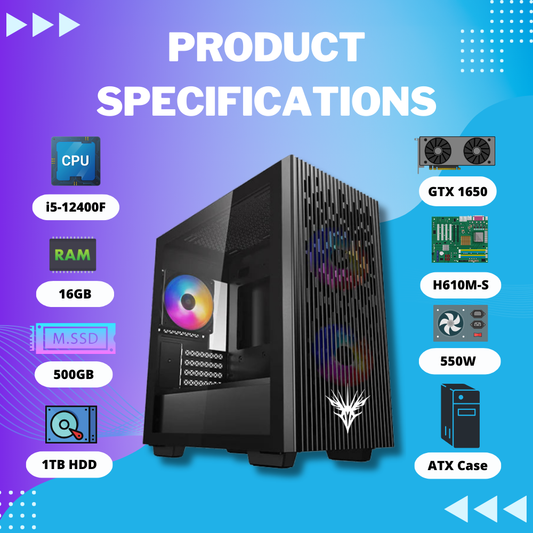 Goshawk Renaissance V4 Intel Core i5-12th Gen Desktop PC (Windows 11/16 GB RAM/500 GB SSD/1 TB HDD) with Wired Keyboard and Mouse, 2 Years Warranty