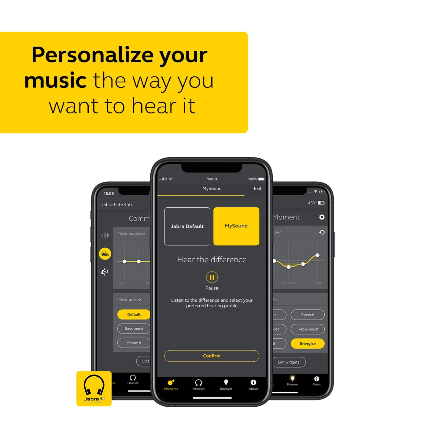Jabra Elite 45H On Ear Wireless Bluetooth Noise Cancellation Headphone with Mic - Titanium Black