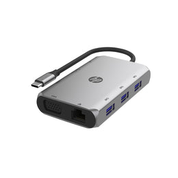 HP 9V565AA USB-C 9-in-1 Multiport Hub with HDMI Ethernet and Fast Charging - Silver