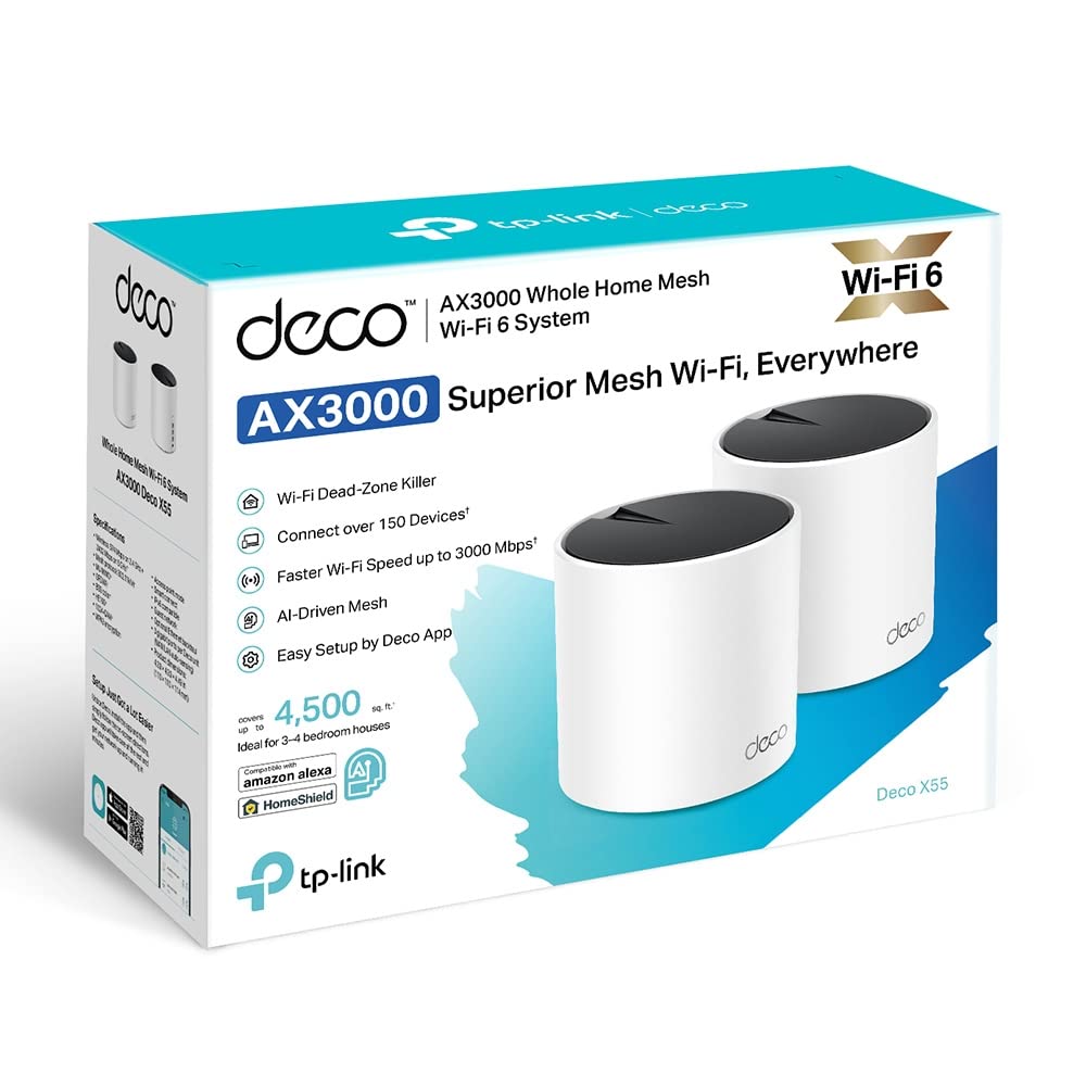 TP-Link AX3000 Deco X55 Dual-Band Whole Home Mesh WiFi 6 System - 2 Pack