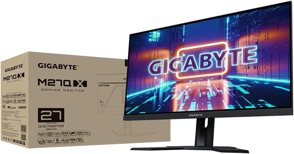 GIGABYTE M27QX 27" Inch 240Hz 1440P KVM SS IPS Display Gaming Monitor