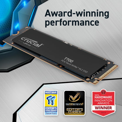 Crucial T700 2 TB M.2 NVMe Gen5 Internal SSD With Heatsink