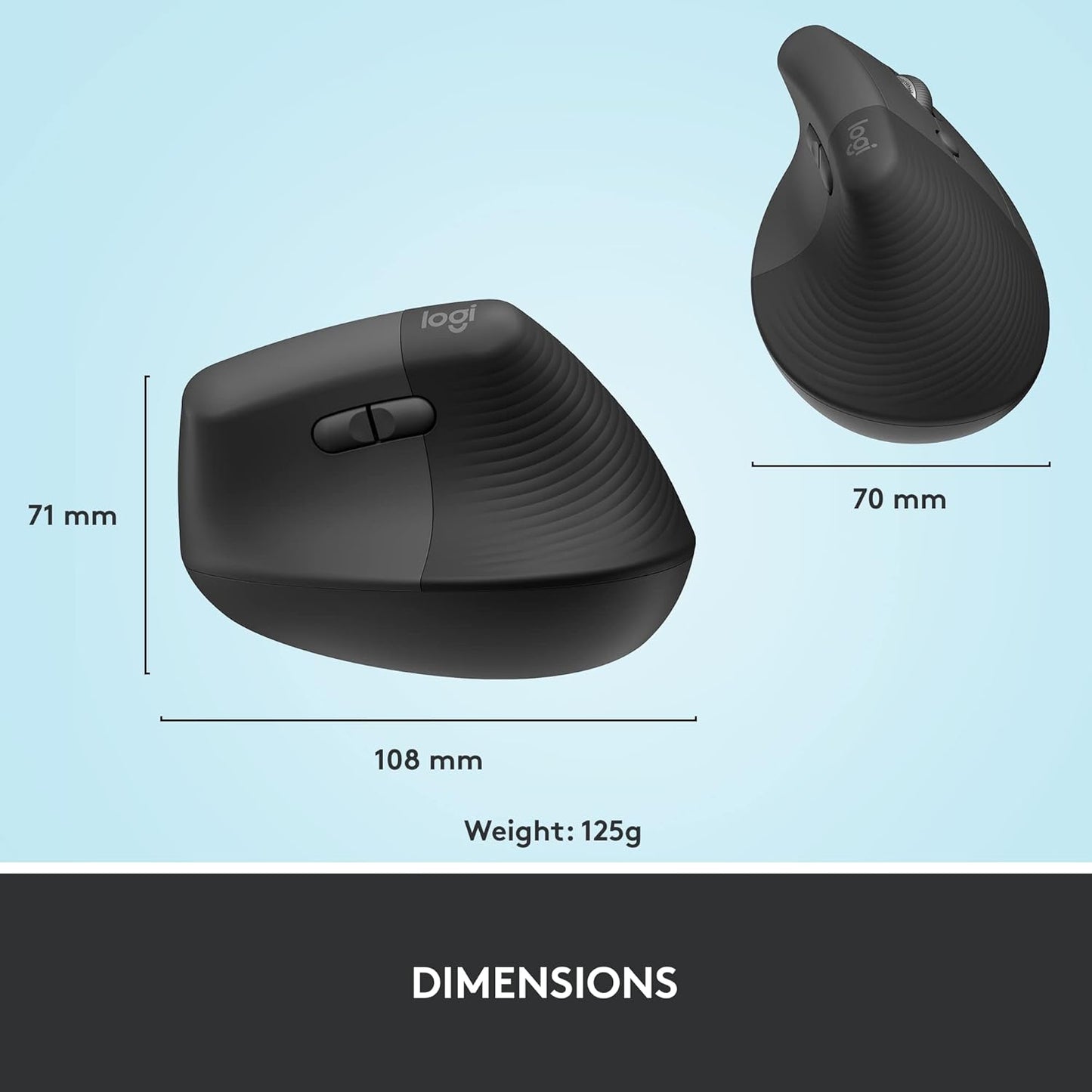 Logitech Ergo Series Lift Vertical Bluetooth Wireless 4000 DPI Optical Mouse - Graphite