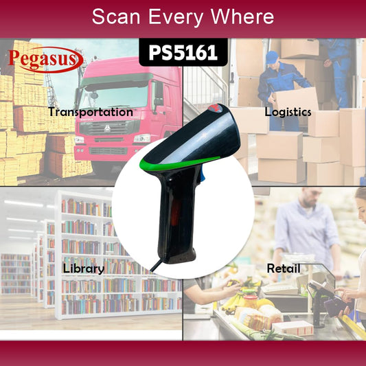 Pegasus PS5161 2D USB Wired Handheld Auto Sensor Barcode Scanner - Black